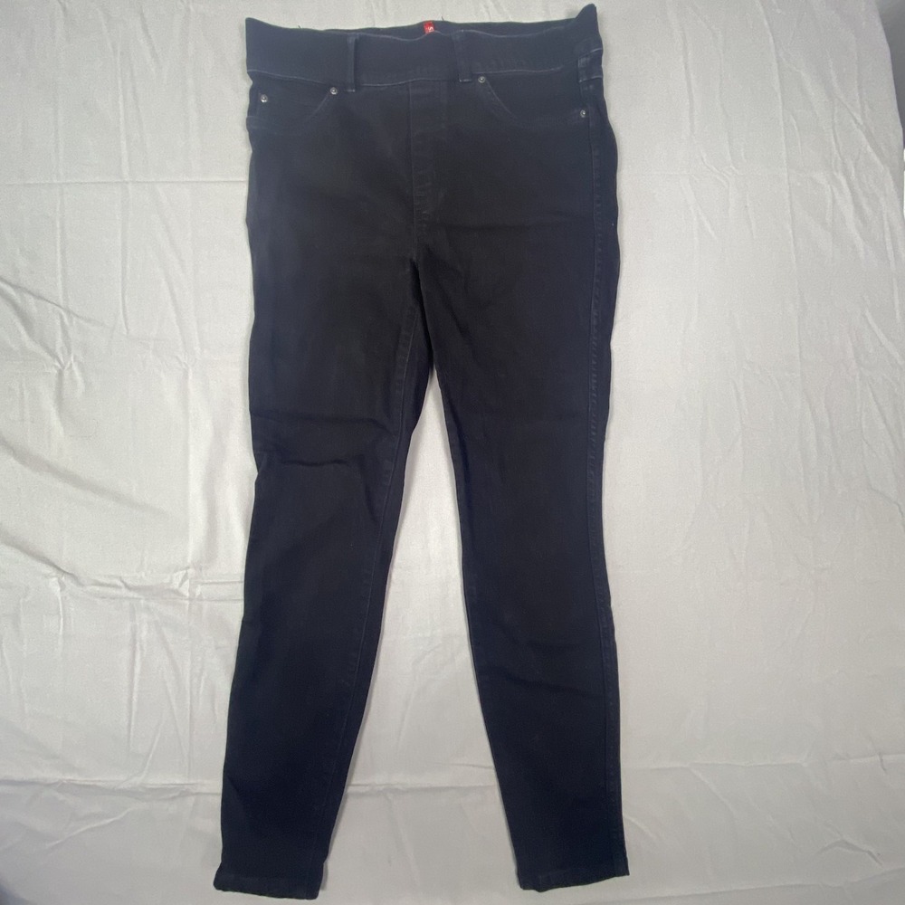 Spanx Ankle Skinny Jeans Womens Medium Black Denim Cotton Stretch Dark Wash